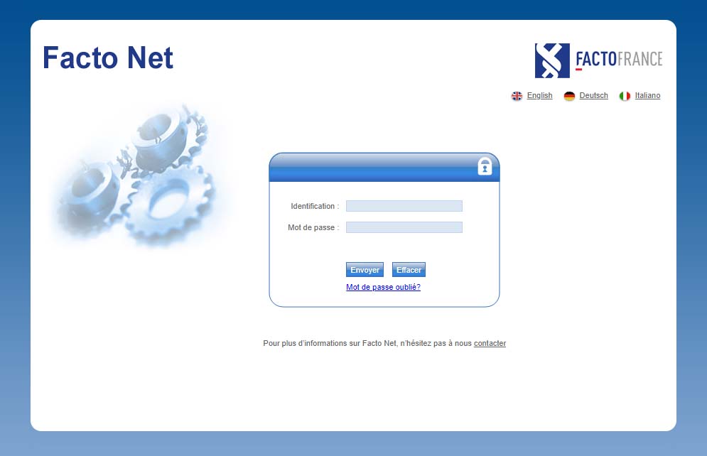Facto Net : interface de gestion d'affacturage de Factofrance