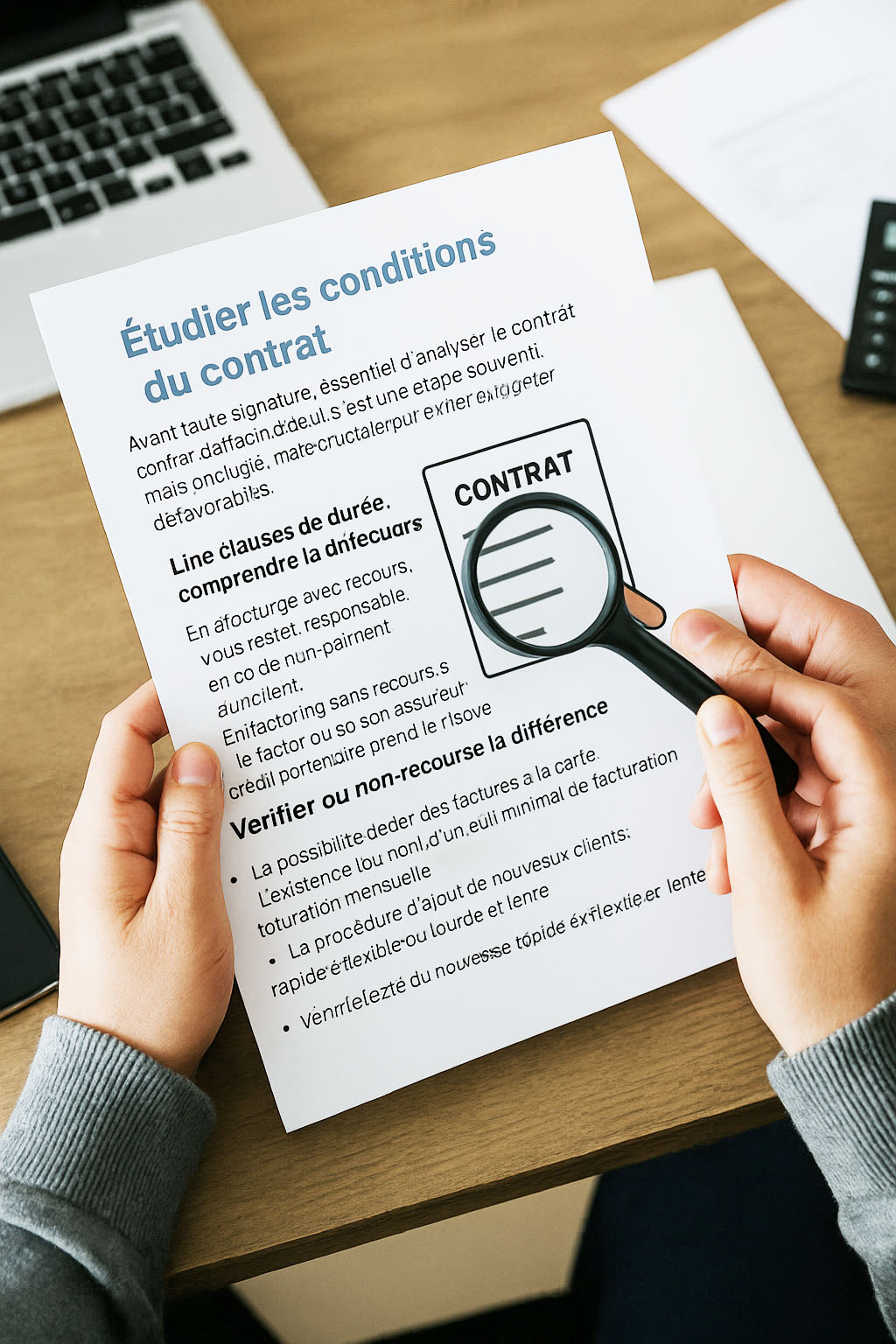 Étudier les conditions du contrat d'affacturage