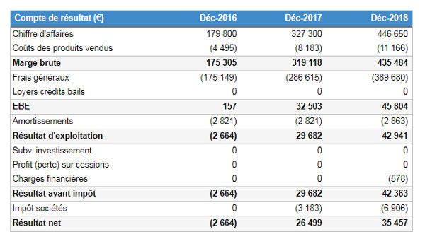 Exemple de Compte de résultat