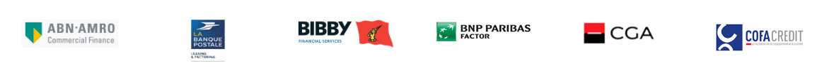 Liste des factors : ABN AMRO, Banque Postale, Bibby factor, BNP paribas Factor, CGA, COFACREDIT