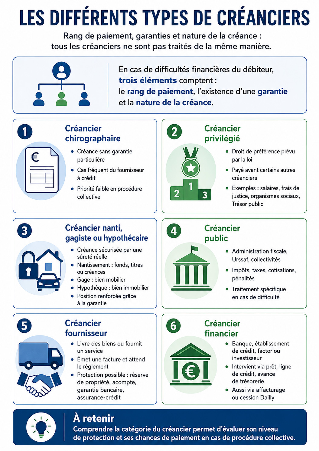 Les différents types de créanciers