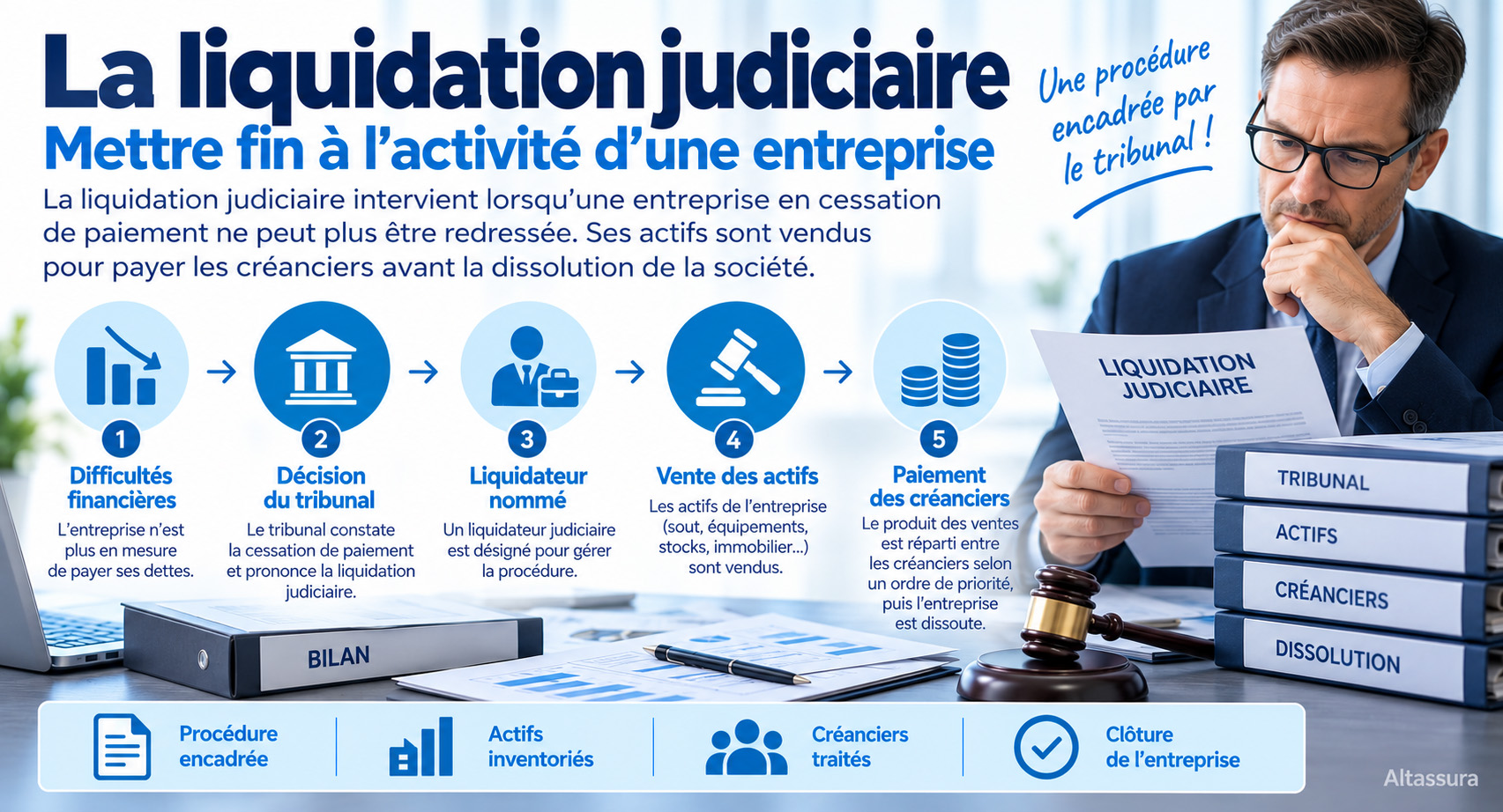 Liquidation judiciaire d'une entreprise : fonctionnement, définition, procédure conséquences et créances clients