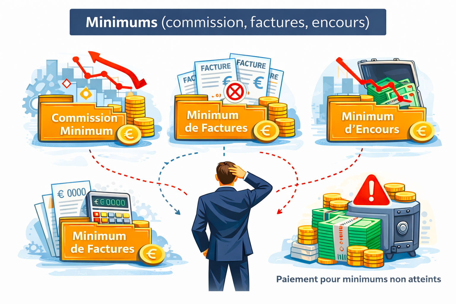 Minimums (commission, factures, encours) dans les clauses d’un contrat d’affacturage