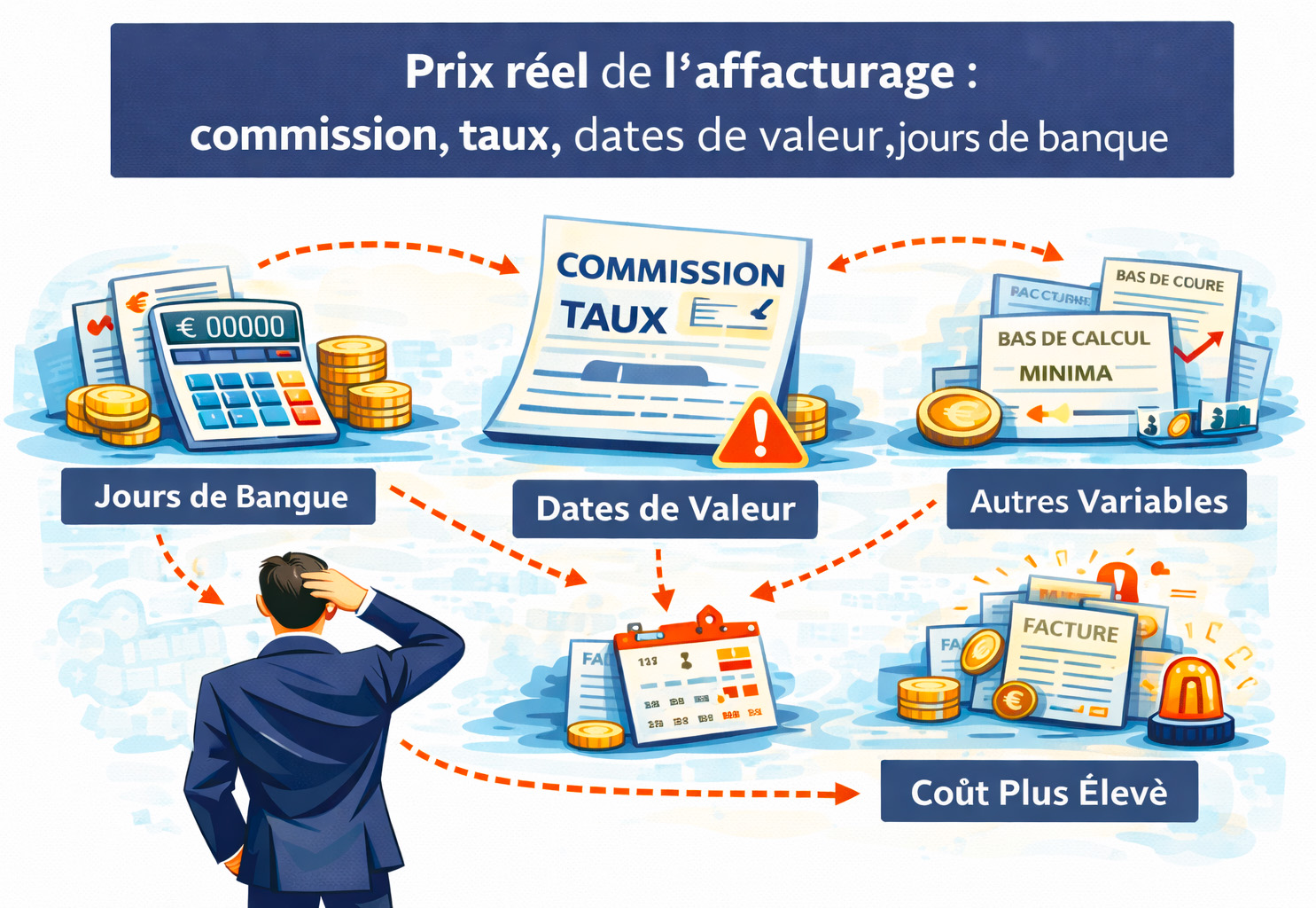 Prix réel de l'affacturage : commission, taux, dates de valeur, jours de banque dans les clauses d’un contrat d’affacturage